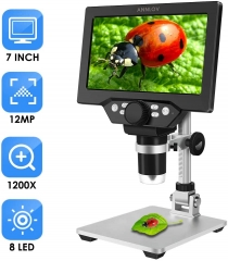 7 inch LCD Digital Microscope ANNLOV 1-1200X USB Maginfication Handheld Electronic Coin Microscope Video Camera with 8 Adjustable LED Lights for Adults Coin Inspection Kids Outside Use