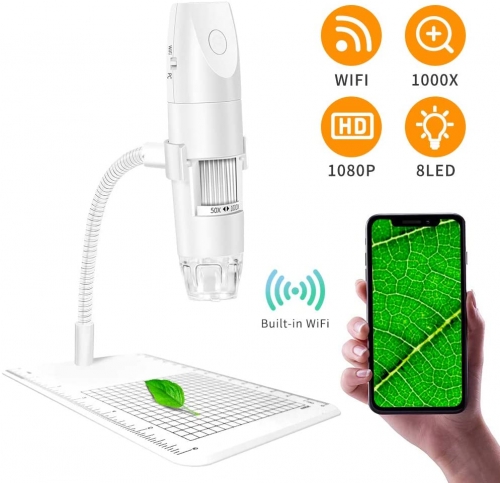 Wireless Digital Microscope,ANNLOV 1080P USB Portable Mini Pocket Handheld 50X to 1000X Magnification Coin Camera with 8 LED Lights Compatible with Android Smartphone,iPhone,Tablet,Windows Mac