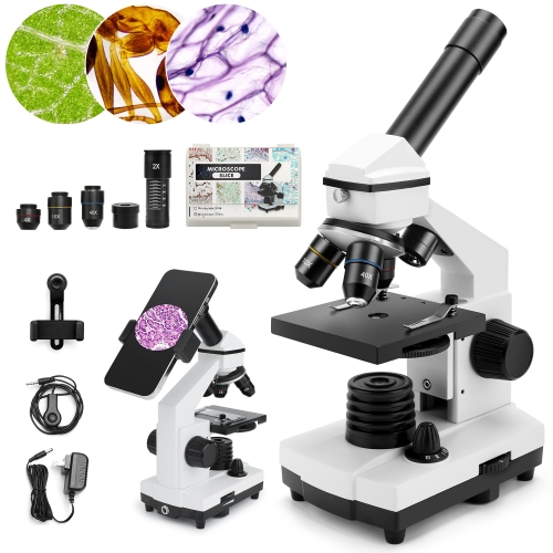 Dcorn Microscope for Adults Kids, 2000X Compound Microscope Biological with Slides Professional Microscope Kit for School Labs, Gifts for Kids