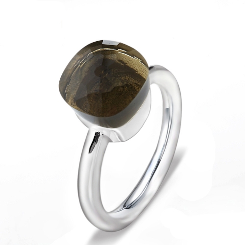 LLATO NUDO ™ Ring IN 925 STERLING SILVER WITH SMOKY QUARTZ