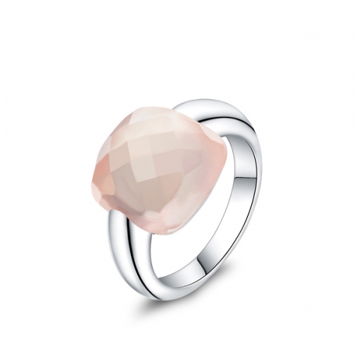 LLATO NUDO ™ Italy Inspirational Ring in Sterling silver With Pink Quartz