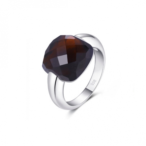 LLATO NUDO ™ Italy Inspirational Ring in Sterling silver With SMOKY Quartz