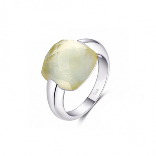 LLATO NUDO ™ Italy Inspirational Ring in Sterling Silver With Lemon Quartz