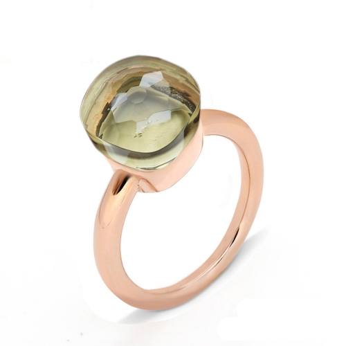 LLATO NUDO ™ Ring Classic in rose gold with lemon quartz best gift for women