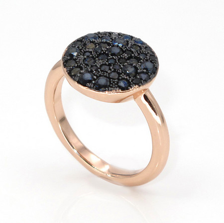 LLATO NUDO ™ Rose Gold Plated Black Zircon Ring