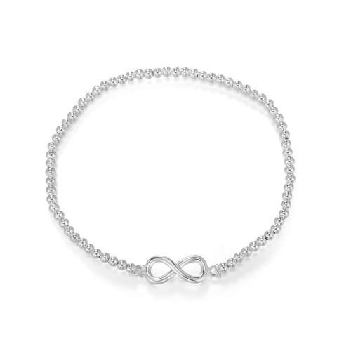 CARWENIYA® 2.5mm 925 Silver Beads infinity Charms Bracelet