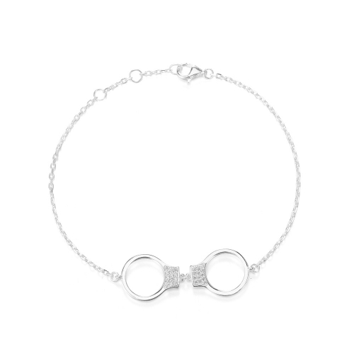 CARWENIYA® Zircon Handcuffs 925 Sterling Silver Bracelet