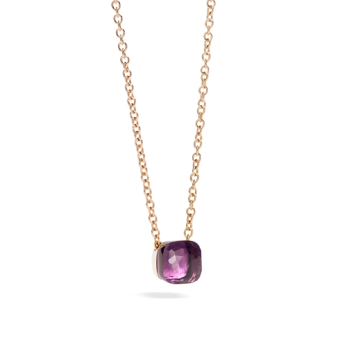LLATO NUDO ™ PENDANT WITH AMETHYST AND CHAIN IN ROSE GOLD
