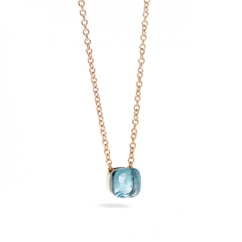 LLATO NUDO ™ PENDANT WITH BLUE TOPAZ AND CHAIN IN ROSE GOLD
