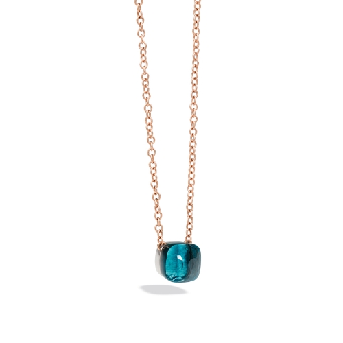 LLATO NUDO ™ PENDANT WITH LONDON BLUE TOPAZ AND CHAIN IN ROSE GOLD