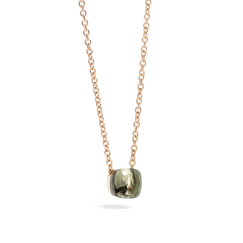 LLATO NUDO ™ PENDANT WITH PRASIOLITE AND CHAIN IN ROSE GOLD