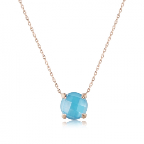 LLATO NUDO ™ Necklaces in Sterling Silver Rose Gold Plated With Charm Natural Blue Quartz