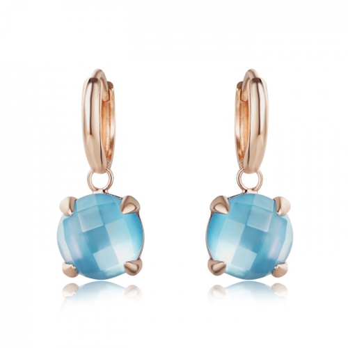 LLATO NUDO ™ Earrings in Sterling Silver Rose Gold Plated With Natural Blue Quartz
