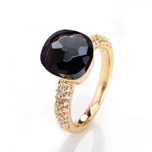 LLATO NUDO ™ Ring Classic in18k gold with amethyst and diamonds