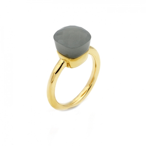 LLATO NUDO ™ Ring IN 18K GOLD WITH GREY QUARTZ