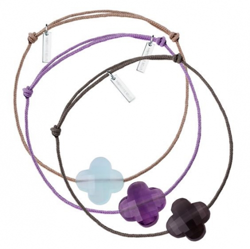 Blue Pixie ® Bracelet Cordon Taupe Trefle Charm Quartz 19 Colors Choose