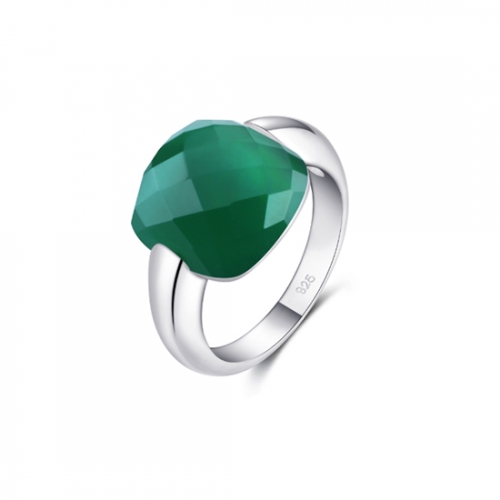 LLATO NUDO ™ Italy Inspirational Ring in Sterling Silver With Emerald