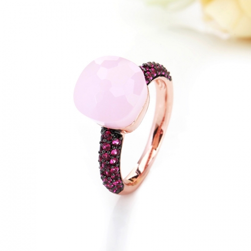 LLATO NUDO™ luxury style fashion rings in rose gold with quartz stone and inlay red zircon best gift for women