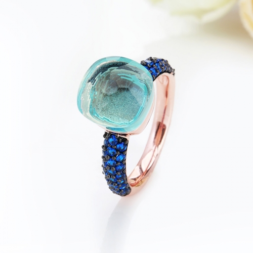 LLATO NUDO™ luxury style fashion rings in rose gold with quartz stone and inlay blue zircon best gift for women