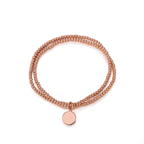 CARWENIYA® plated rose gold with round charm 2. 5mm bead bracelets Double