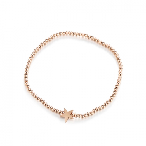 CARWENIYA® Plated Rose Gold With Star Charm 2. 5mm bead Bracelets