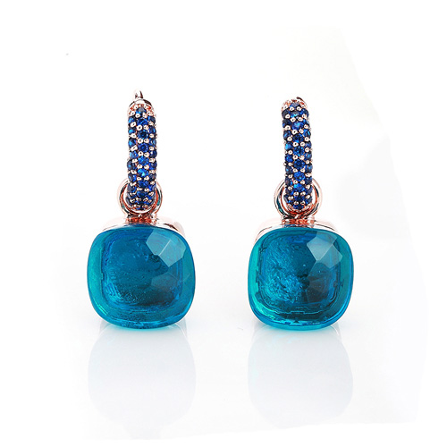 LLATO NUDO™ luxury style fashion blue zircon earrings in rose gold with quartz stone best gift for women
