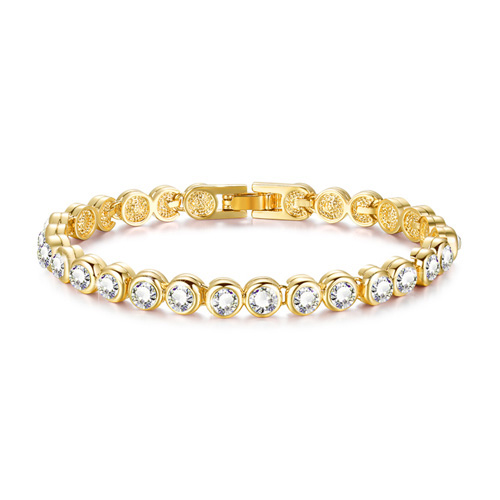 Blue Pixie ®  Stainless Steel Gold Plated Classic Tennis Bracelet with Cubic Zirconia