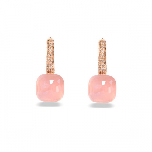 LLATO NUDO™ luxury fashion style cz earrings in rose gold with light pink quartz best gift for women