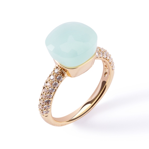 LLATO NUDO ™ Classic Ring in 18k gold with green jade and diamonds best gift for women