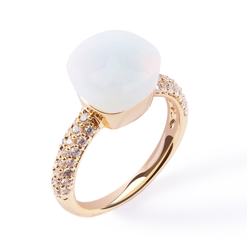 LLATO NUDO ™ Classic Ring in rose gold with moonstone and diamonds best gift for women