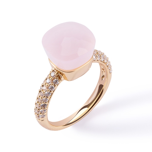 LLATO NUDO ™ Classic Ring in 18k gold with pink quartz and diamonds best gift for women