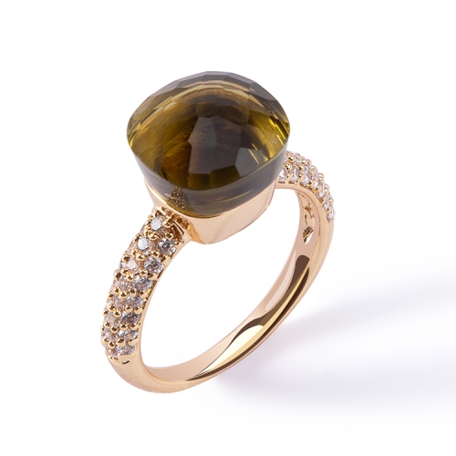 LLATO NUDO ™ Classic Ring in 18k gold with smoky quartz and diamonds best gift for women