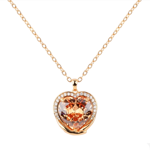 LLATO NUDO ™  Love Heart Pendant & Necklace with Topaz Birthstone for Women Girls gift