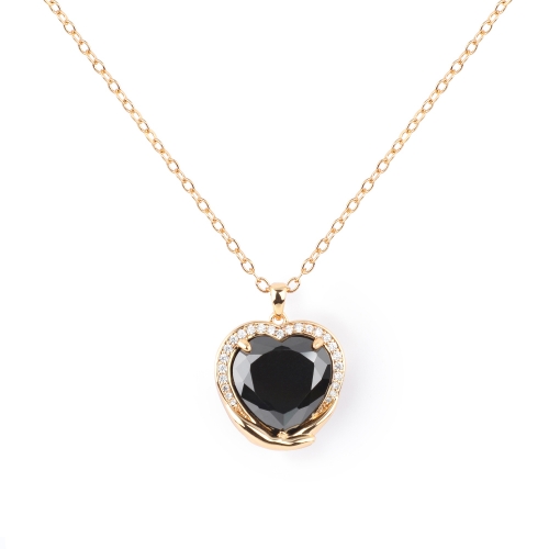 LLATO NUDO ™ Love Heart Pendant & Necklace with Black agate stone for Women Girls gift ( 18kGold plated )