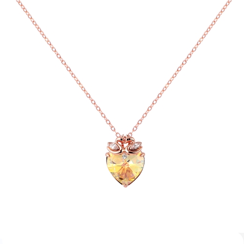 LLATO NUDO ™ Swan Love Heart Pendant Necklace with Topaz Birthstone for Women Girls gift