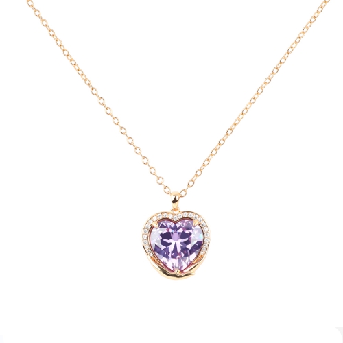 LLATO NUDO ™  Love Heart Pendant & Necklace with Amethyst Birthstone for Women Girls gift