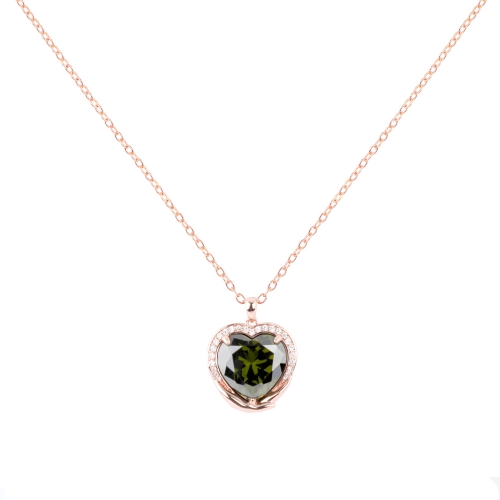LLATO NUDO ™ Love Heart Pendant & Necklace with Peridot Birthstone for Women Girls gift