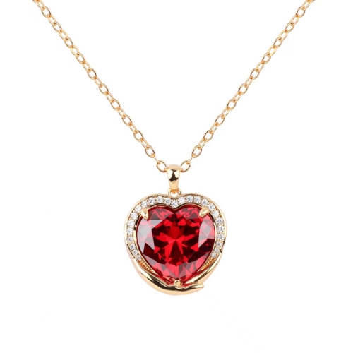 LLATO NUDO ™ Love Heart Pendant & Necklace with Ruby Birthstone for Women Girls gift