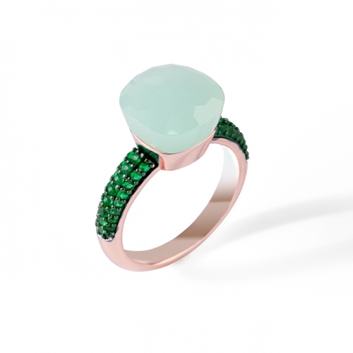 New Arrivals LLATO NUDO™ luxury style fashion rings in rose gold with quartz stone and inlay green zircon best gift for women