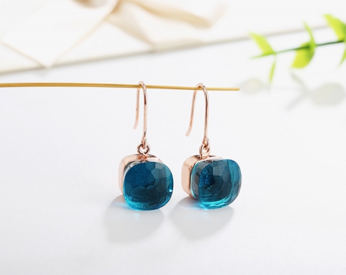 LLATO NUDO™ classic fashion earrings in rose gold with london blue topaz best gift for women