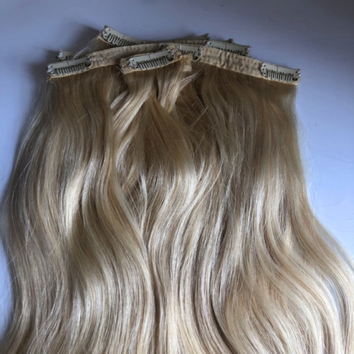 60# 22inch indian remy clips in hair extension double drawn thick ends hair