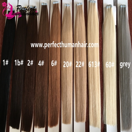 stock hair double drawn russian  tape in hair extension factory price  high quality