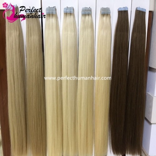 Tape In Hair Extensions Human Hair 100% Real Remy Human Hair Extension double drawn thick ends hair  20“ 22” many color in stock