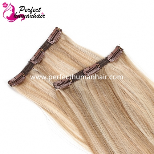 piano color  18/613#best quality double drawn russian  clip in hair extension can do custom order