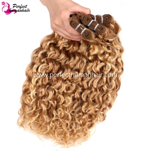 Water Wave P27/613 Color  Remy Human Hair Bundles hair weaving machine hair weft