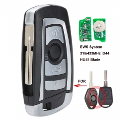 EWS modificado Flip Remote Key 4 botones 315MHZ/ 433MHZ con PCF7935AA ID44 Chip para BMW HU58 Blade