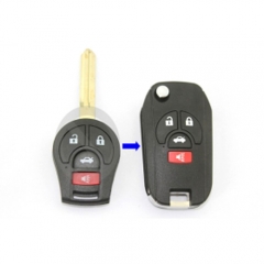 Modified Folding Remote Key Shell 3+1 Button for Nissan Maxima Altima Sentra Versa