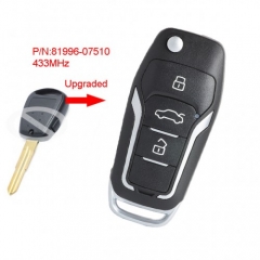 Upgraded Flip Remote Car Key Fob Side 1 Button 433MHz ID46 for KIA Picanto 2007-2009 P/N: 81996-07510