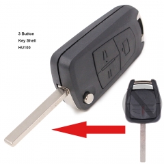 Modified Flip Remote Key Shell 3 Button for Opel HU100A