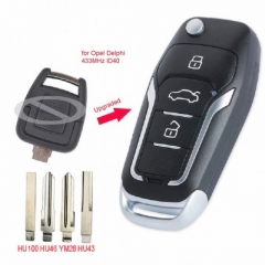 Upgraded 2 Button 433MHz ID40 Car Key Updated Flip Remote Key Fob Opel Delphi